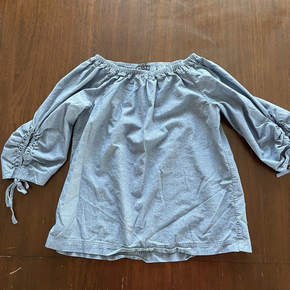 Lafayette 148 Chambray Light Blue Blouse Women's Medium Career Wear 100% Cotton - Picture 3 of 10